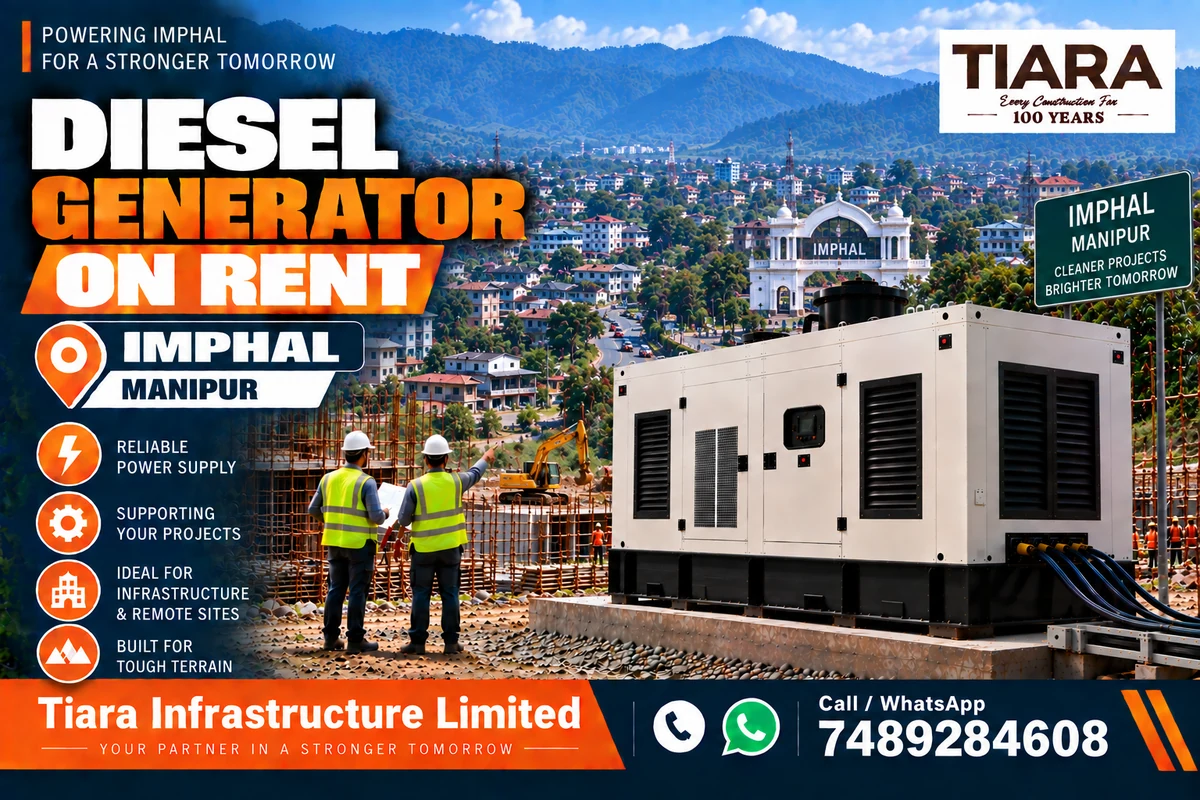 Diesel generator on rent in Imphal, Manipur for construction, industrial and infrastructure projects