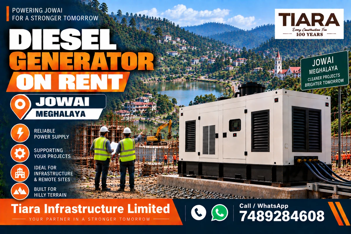 Diesel generator on rent in Jowai, Meghalaya for construction, industrial and infrastructure projects
