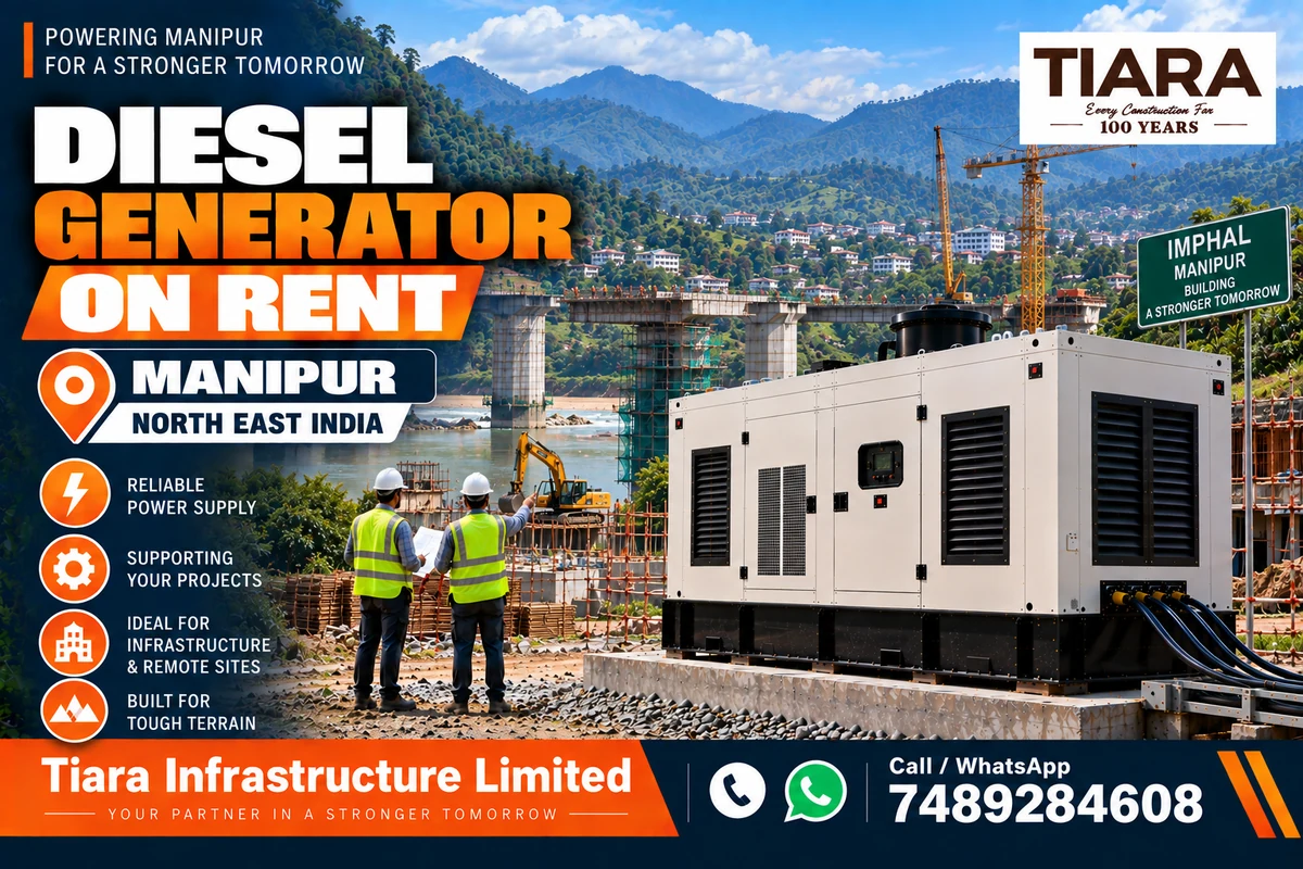 Diesel generator on rent in Manipur for construction, industrial and infrastructure projects