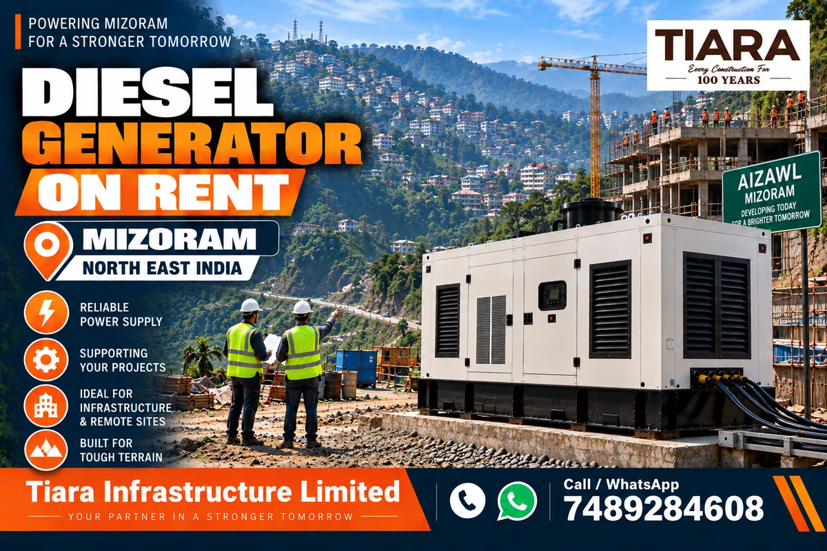 Diesel generator on rent in Mizoram for construction, industrial and infrastructure projects