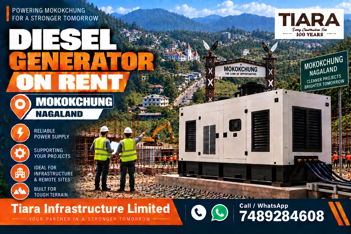 Diesel generator on rent in Mokokchung, Nagaland for construction, industrial and infrastructure projects