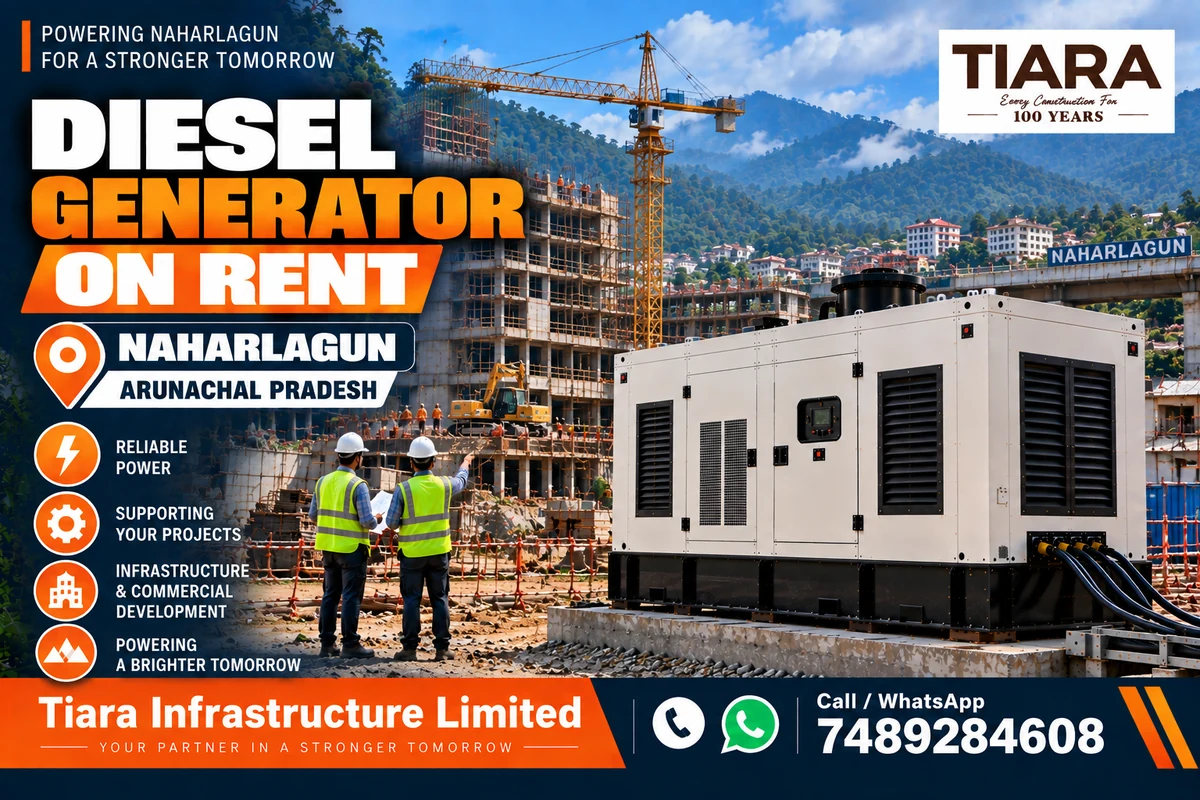 Diesel generator on rent in Naharlagun, Arunachal Pradesh for construction, industrial and infrastructure projects