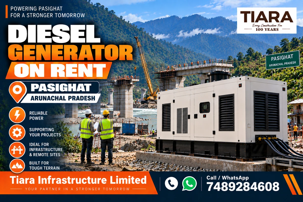 Diesel generator on rent in Pasighat, Arunachal Pradesh for construction, industrial and infrastructure projects