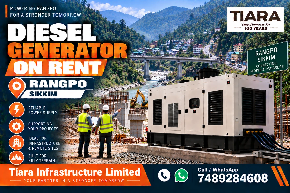 Diesel generator on rent in Rangpo, Sikkim for construction, industrial and infrastructure projects