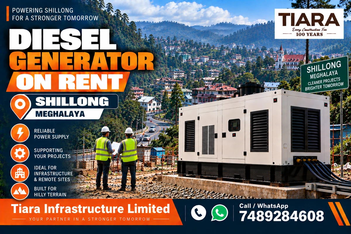 Diesel generator on rent in Shillong, Meghalaya for construction, industrial and infrastructure projects
