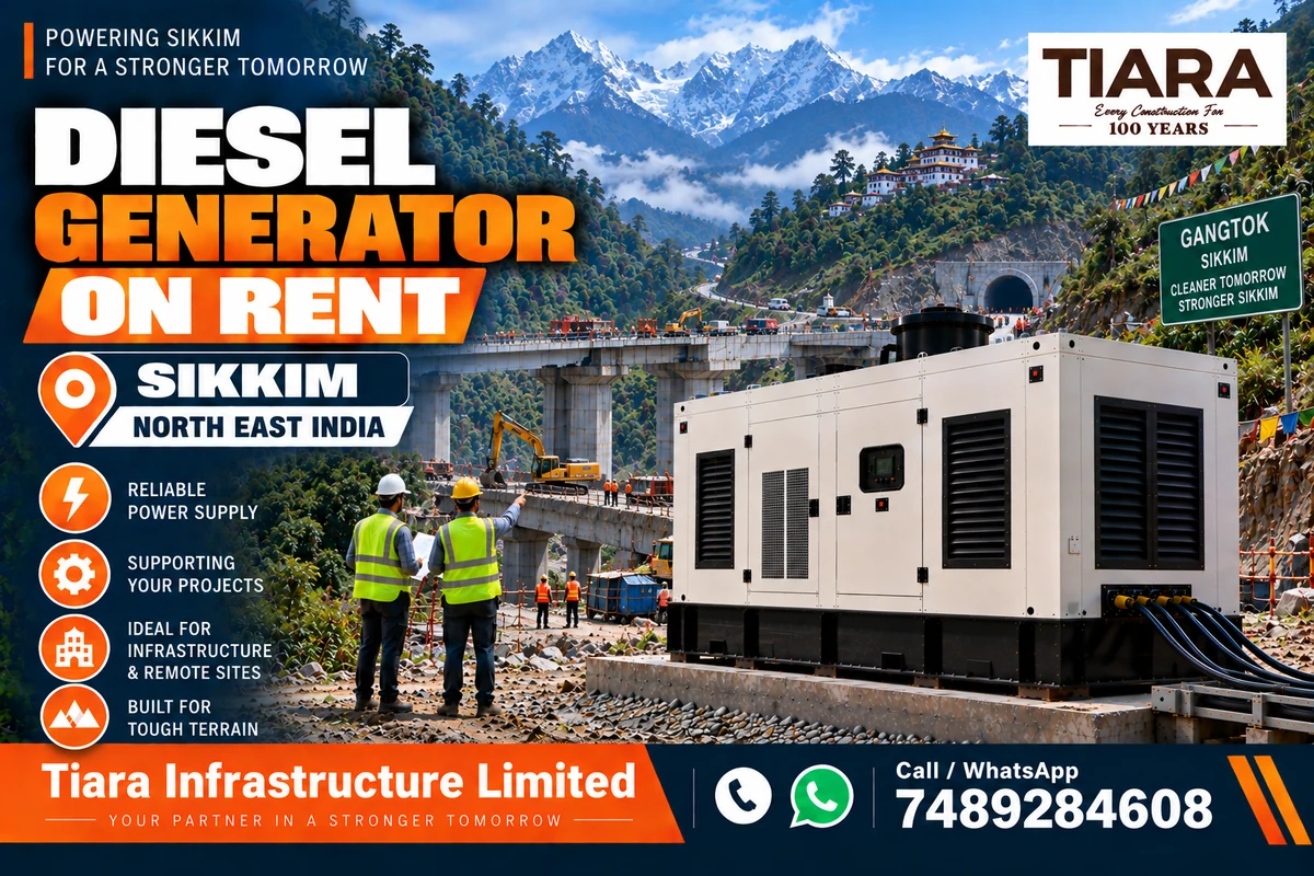 Diesel generator on rent in Sikkim for construction, industrial and infrastructure projects