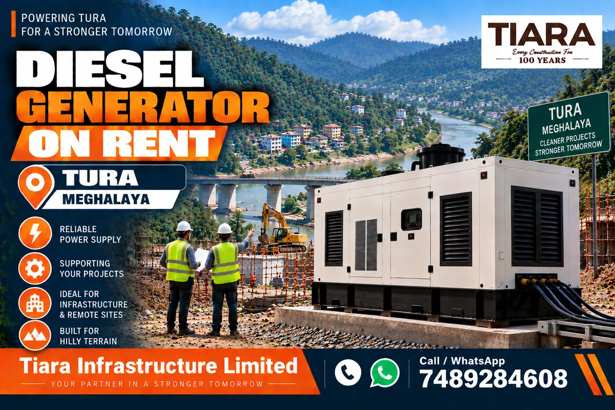 Diesel generator on rent in Tura, Meghalaya for construction, industrial and infrastructure projects