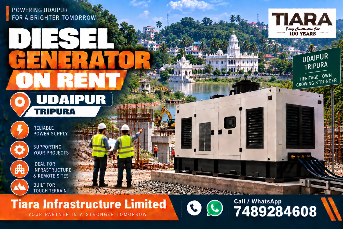 Diesel generator on rent in Udaipur, Tripura for construction, industrial and infrastructure projects