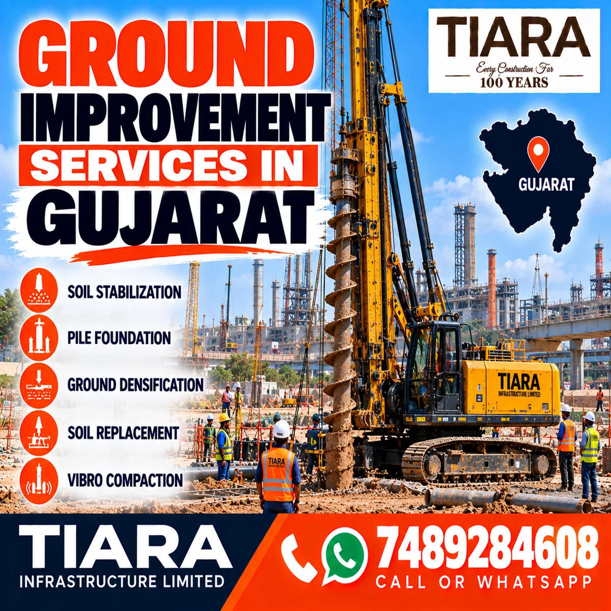 Ground improvement work for construction in Gujarat