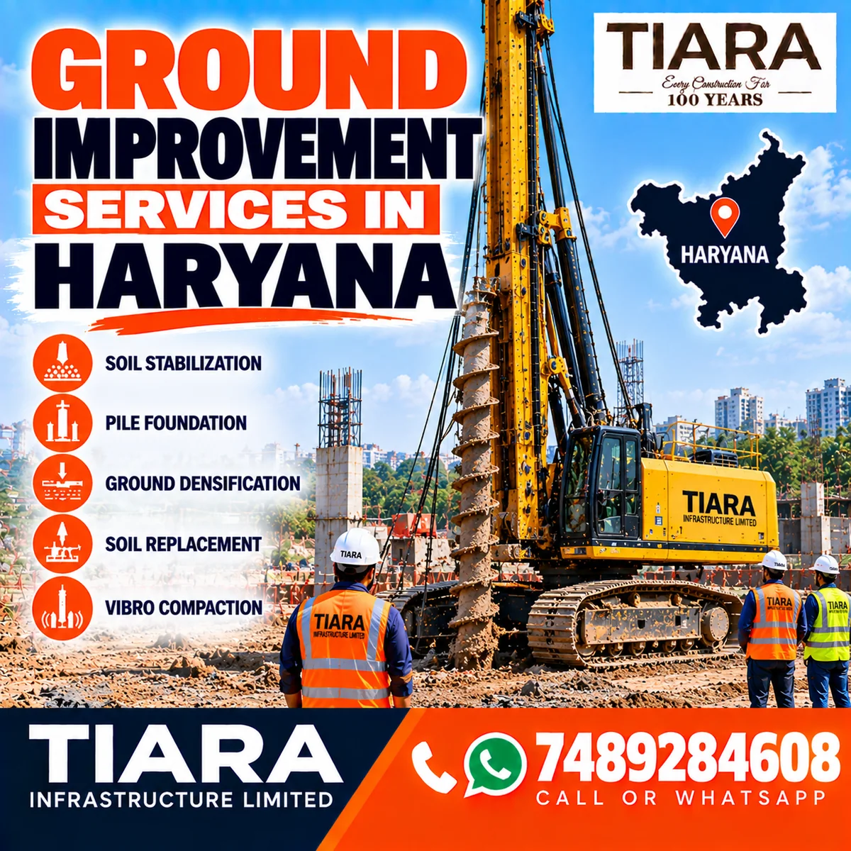 Ground improvement work for construction in Haryana