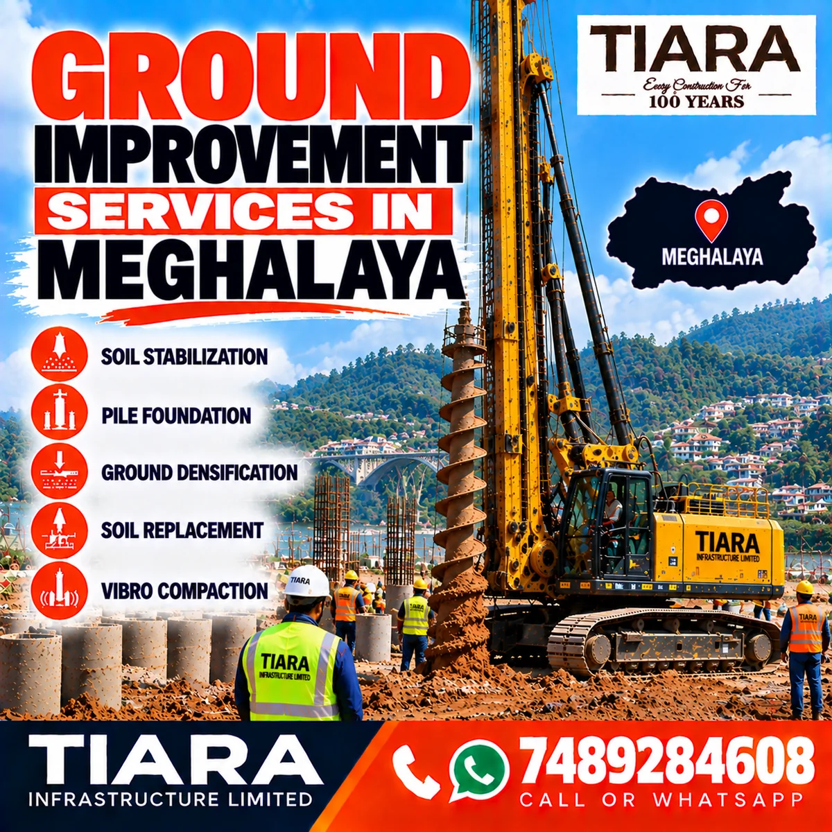 Ground improvement work for construction in Meghalaya