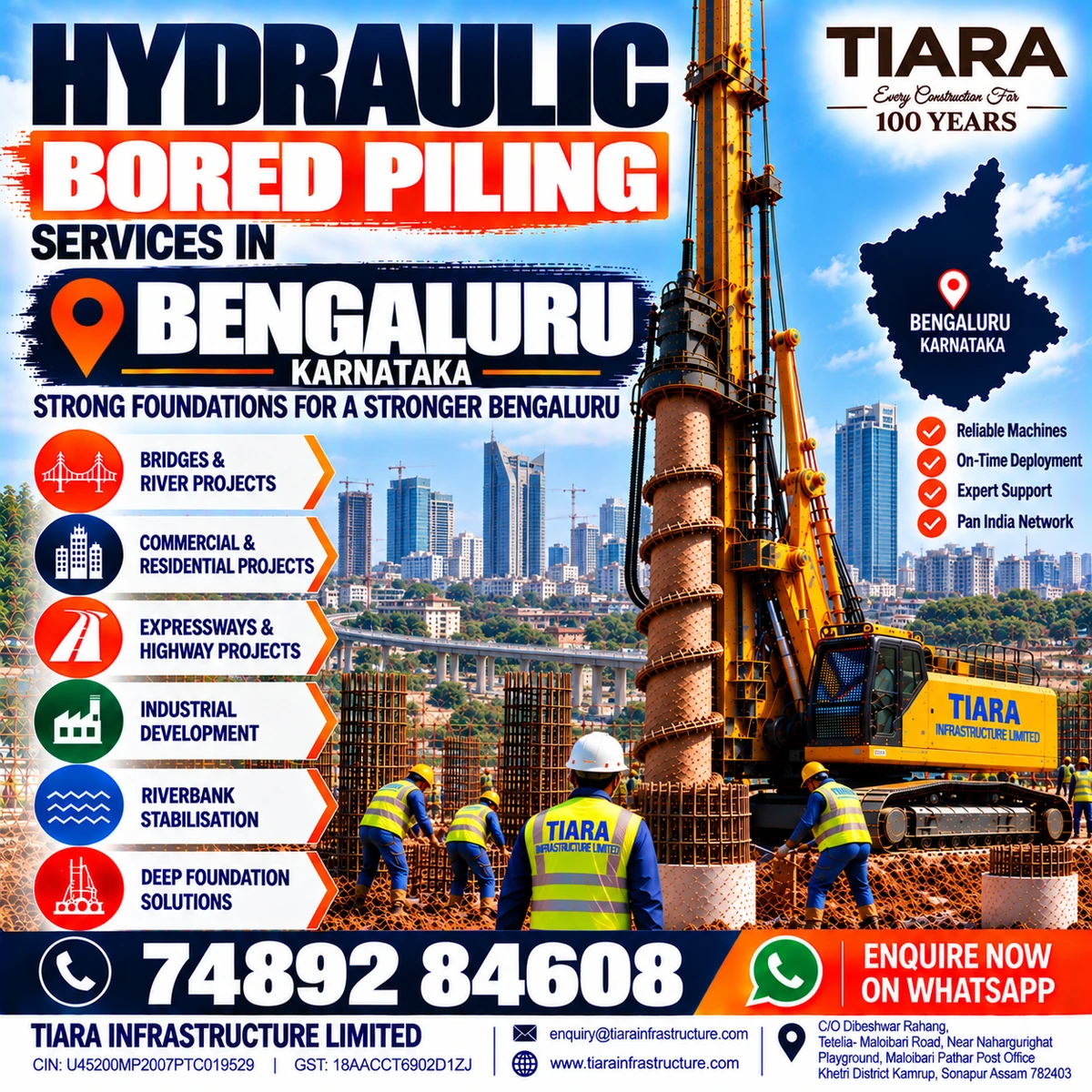 Hydraulic bored piling services in Bengaluru Karnataka