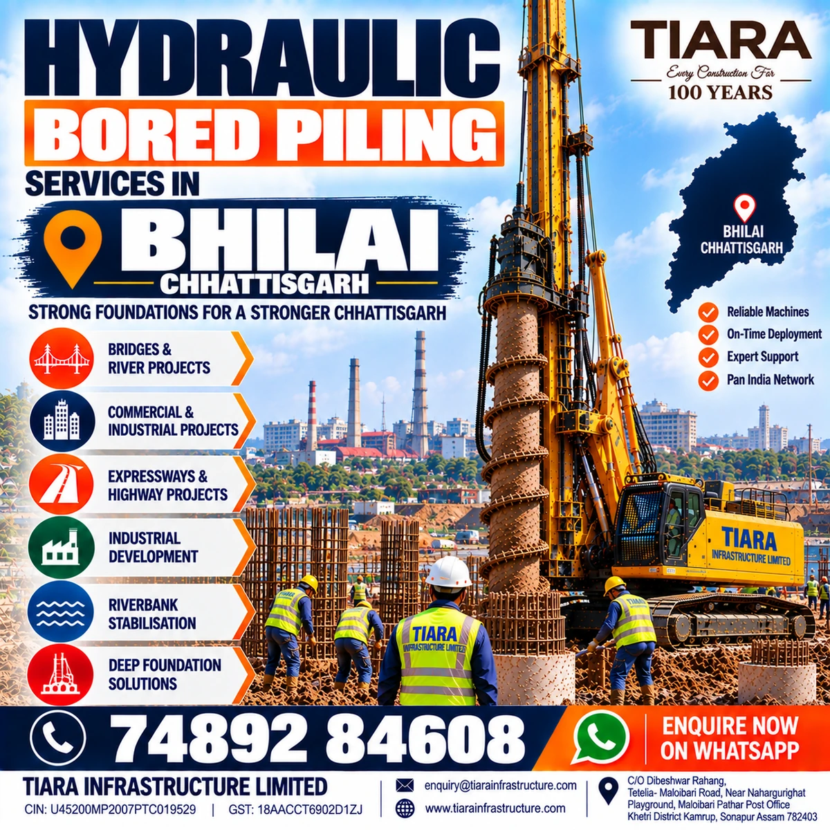 Hydraulic bored piling services in Bhilai Chhattisgarh