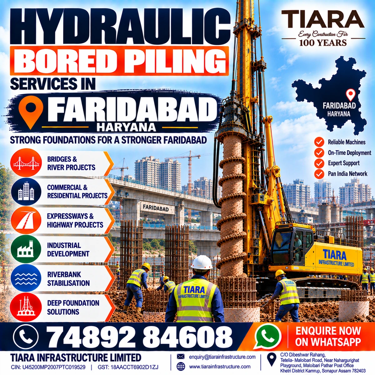Hydraulic bored piling services in Faridabad Haryana