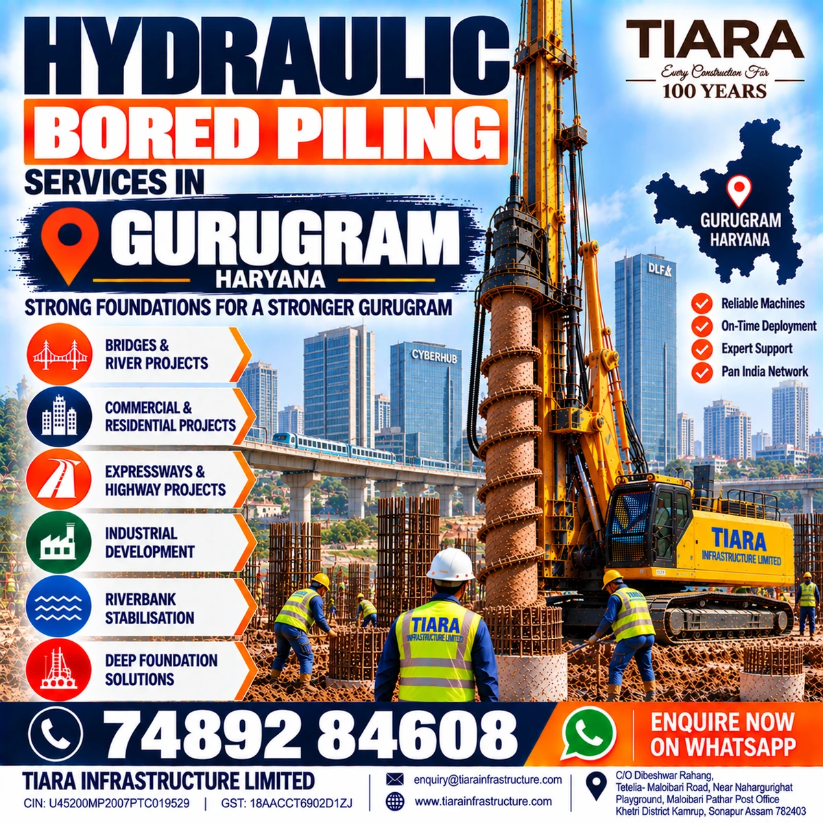 Hydraulic bored piling services in Gurugram Haryana