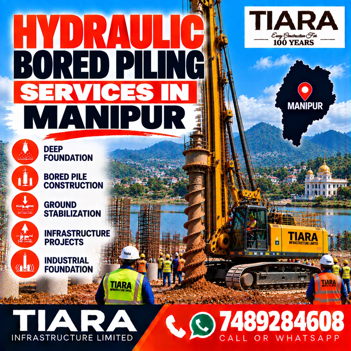 Hydraulic bored piling services for deep foundation projects in India