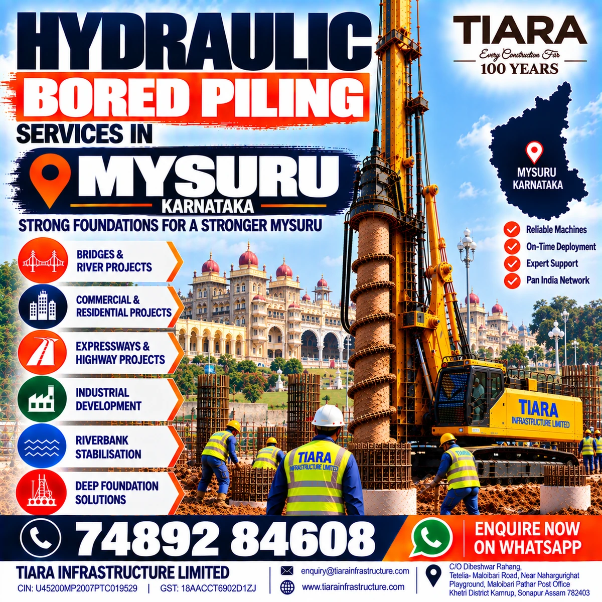 Hydraulic bored piling services in Mysuru Karnataka