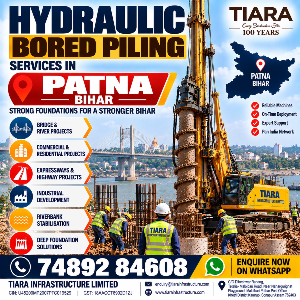 Hydraulic bored piling services in Patna Bihar