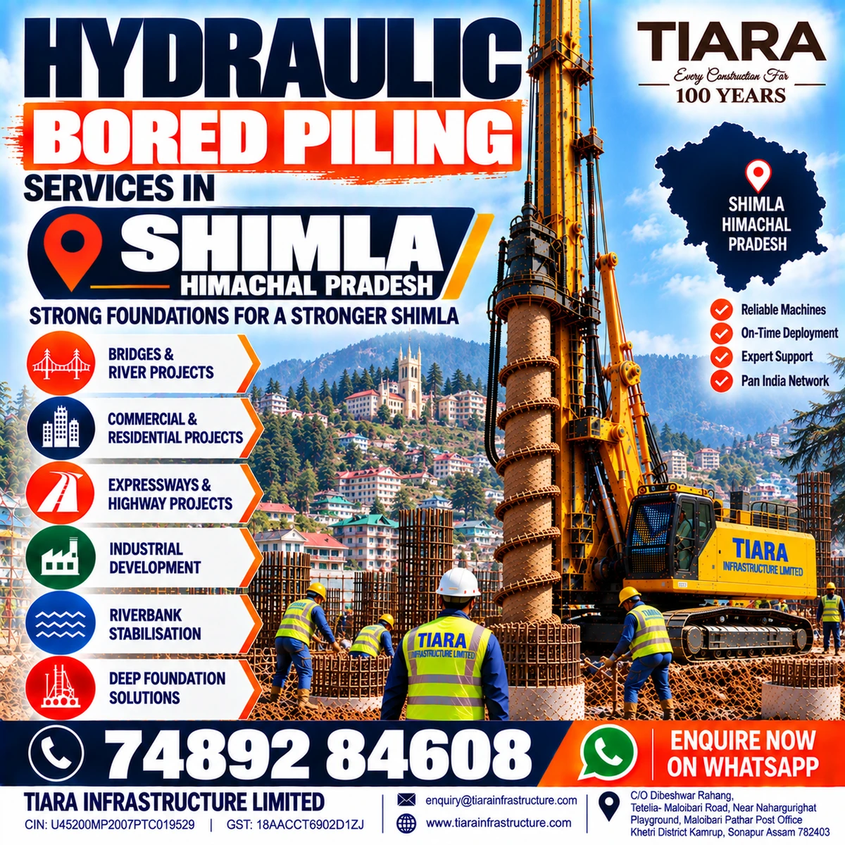 Hydraulic bored piling services in Shimla Himachal Pradesh