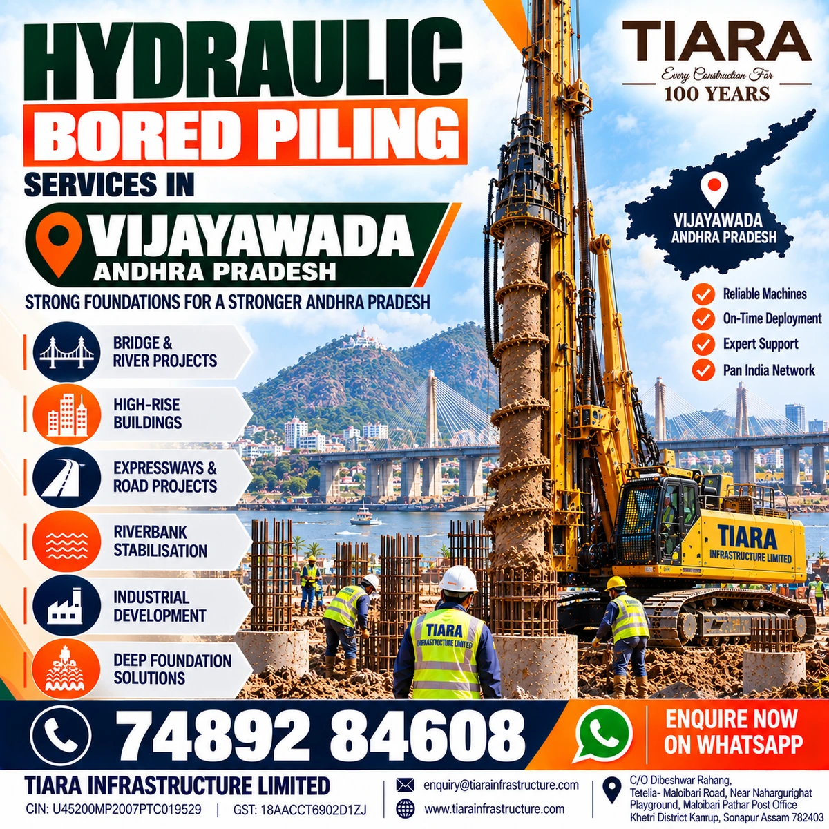 Hydraulic bored piling services in Vijayawada, Andhra Pradesh