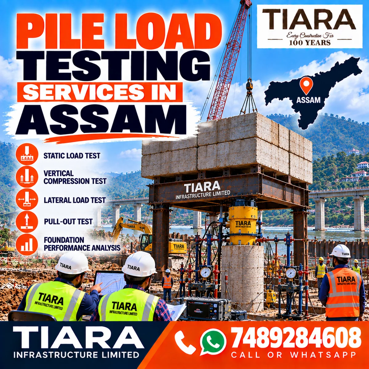 Pile load testing arrangement for a foundation project in Assam