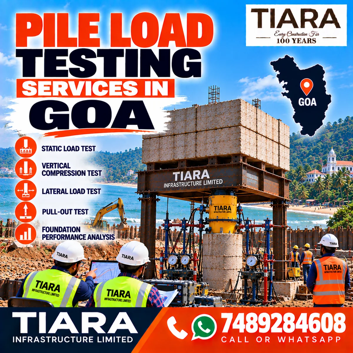 Pile load testing arrangement for a foundation project in Goa