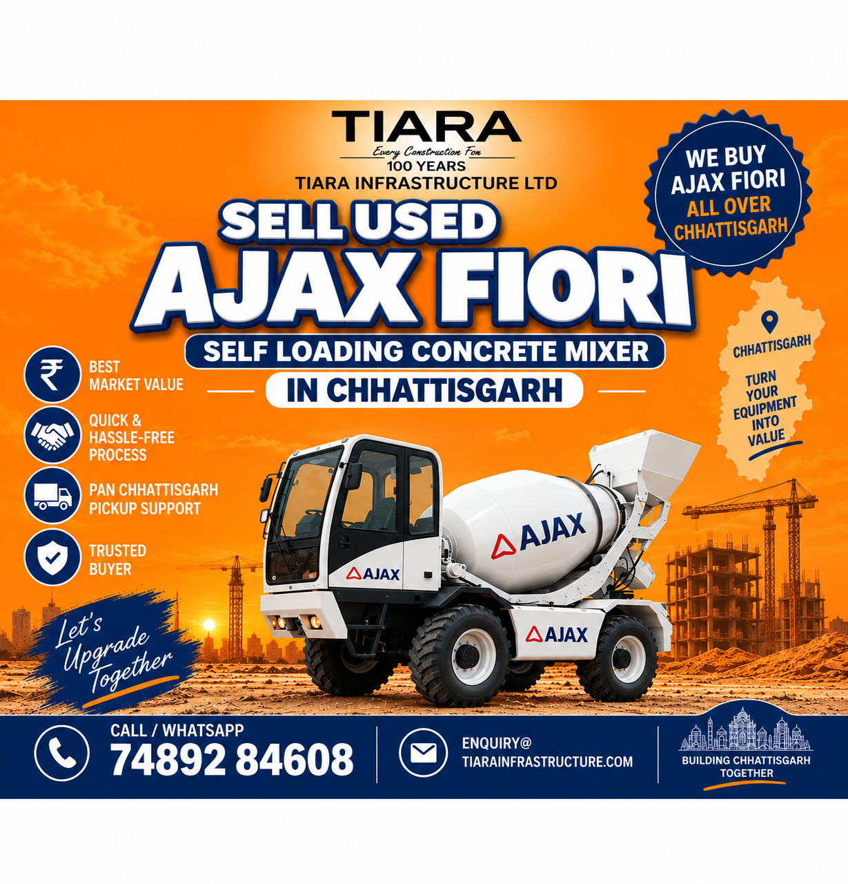 Sell used Ajax Fiori self-loading concrete mixer in Chhattisgarh
