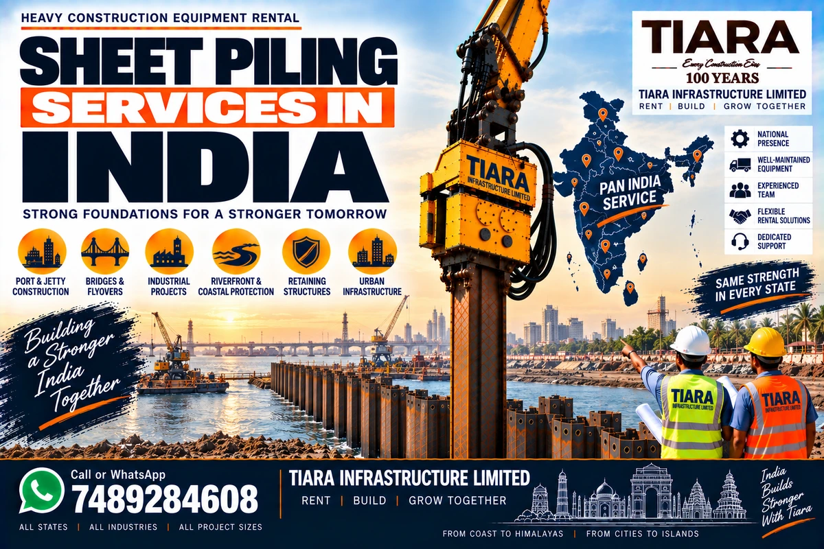 Steel sheet piling installation and vibratory driving for an infrastructure project in India