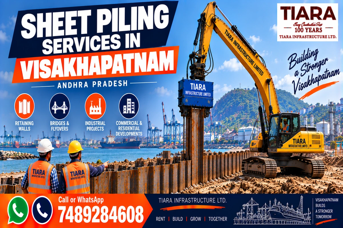 Continuous steel sheet-pile retaining wall for excavation support in Visakhapatnam