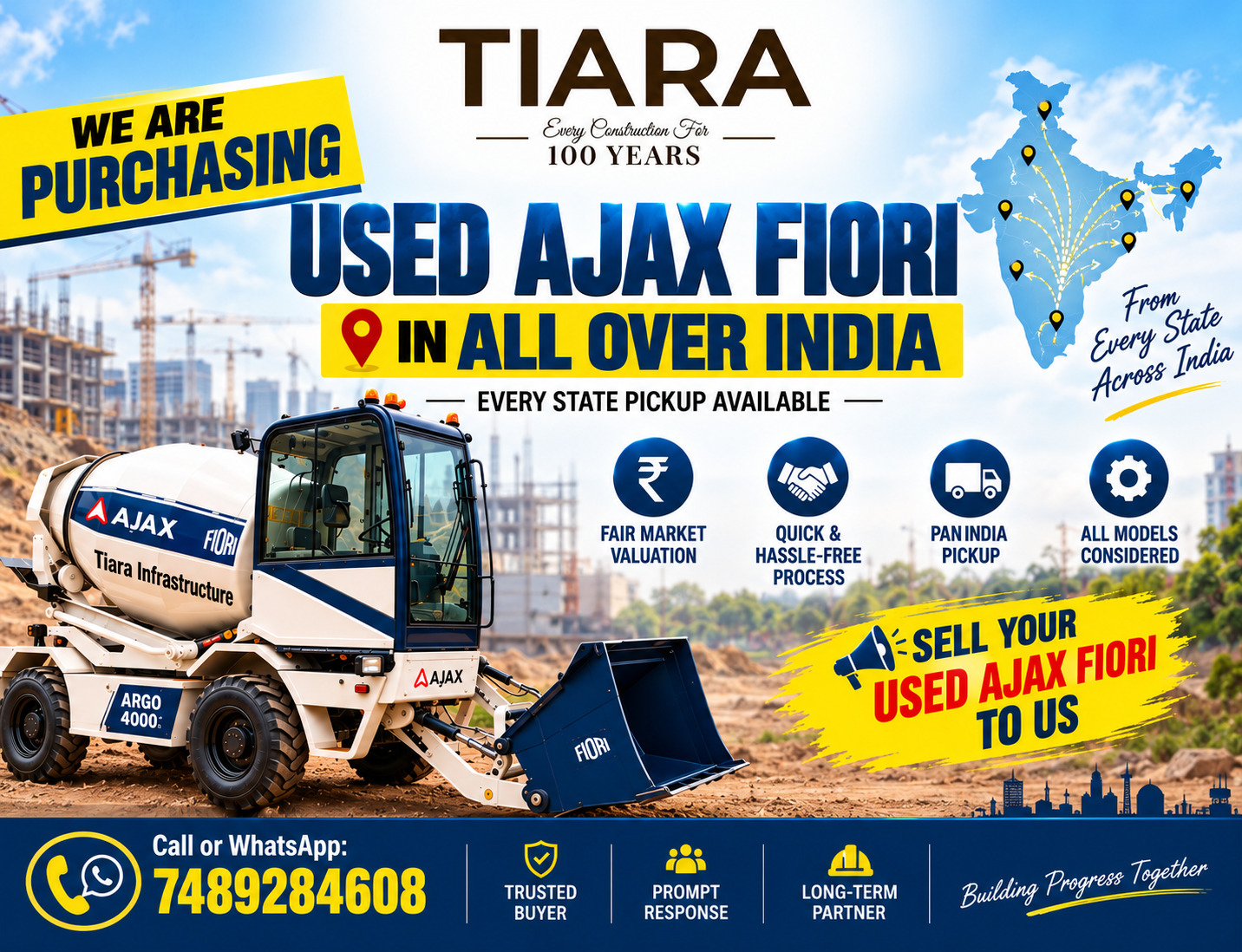 Used Ajax Fiori ARGO self loading concrete mixer for sale to Tiara Infrastructure