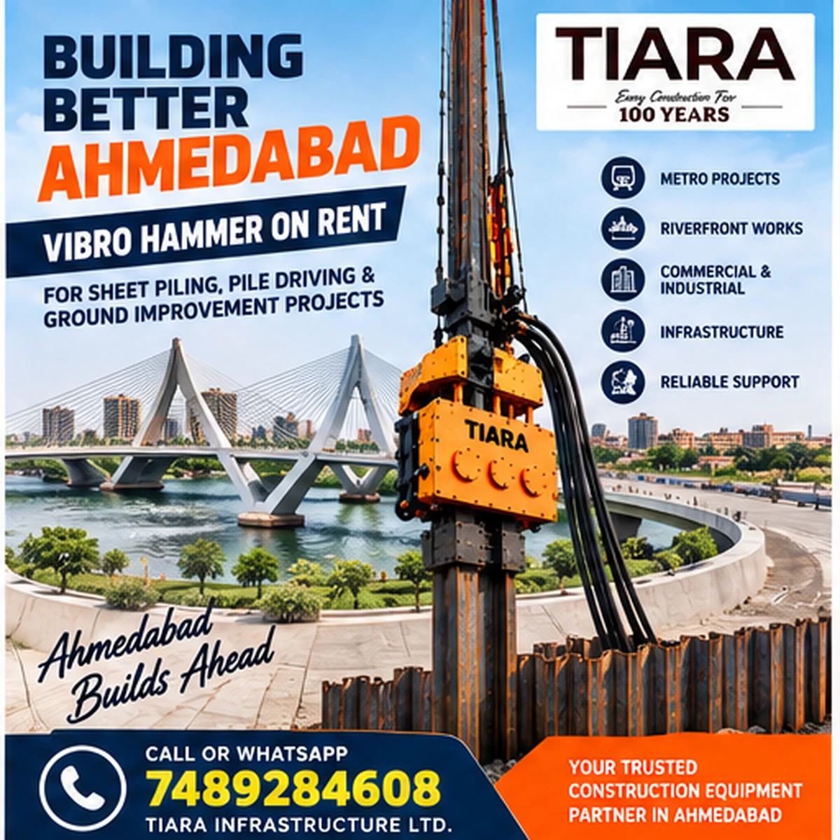 Vibro Hammer rental in Ahmedabad for urban and industrial sheet piling projects