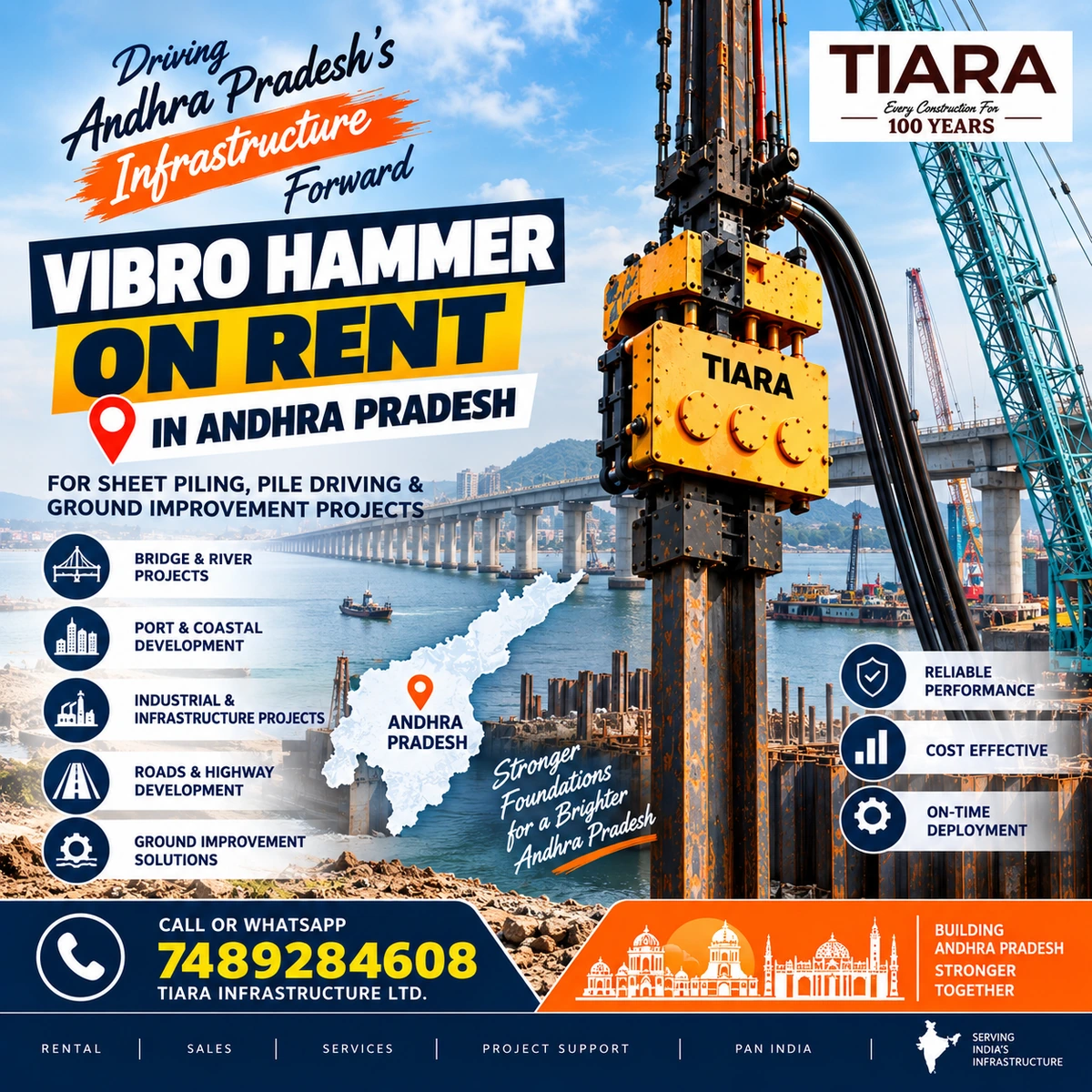 Vibro Hammer rental in Andhra Pradesh for coastal, river and industrial sheet piling