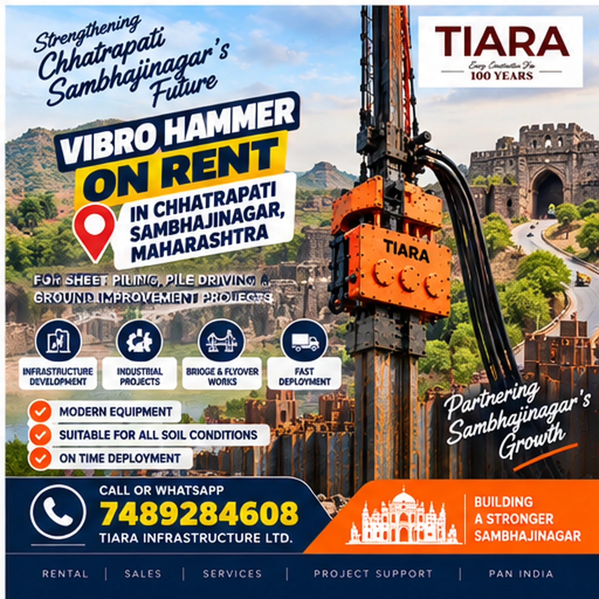 Vibro Hammer rental in Chhatrapati Sambhajinagar for industrial sheet piling projects