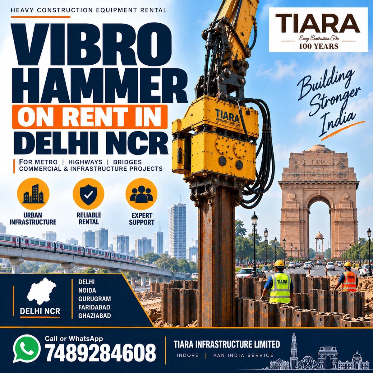 Vibro Hammer rental equipment for sheet piling projects across Delhi NCR