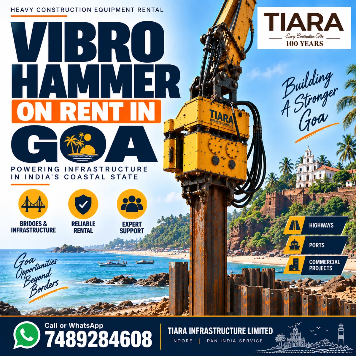 Vibro Hammer rental equipment for sheet piling projects across Goa