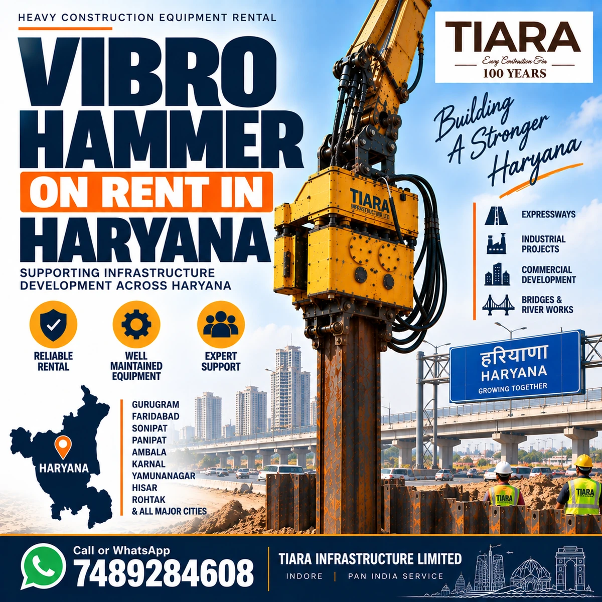 Vibro Hammer rental equipment for sheet piling projects across Haryana