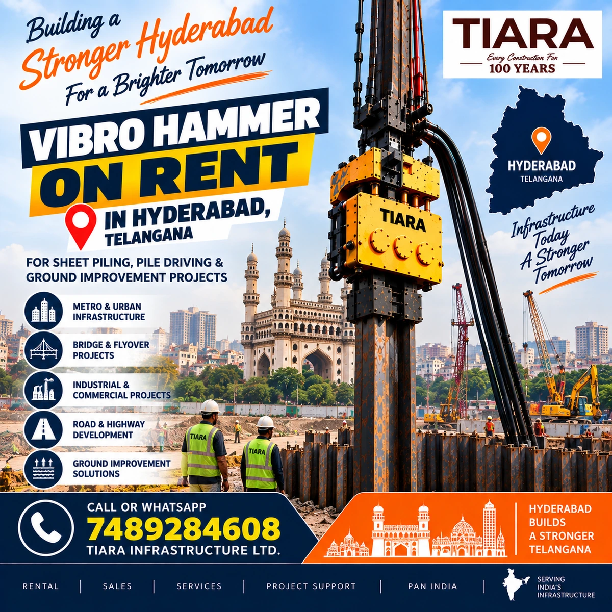 Vibro Hammer rental in Hyderabad for urban excavation and industrial sheet piling