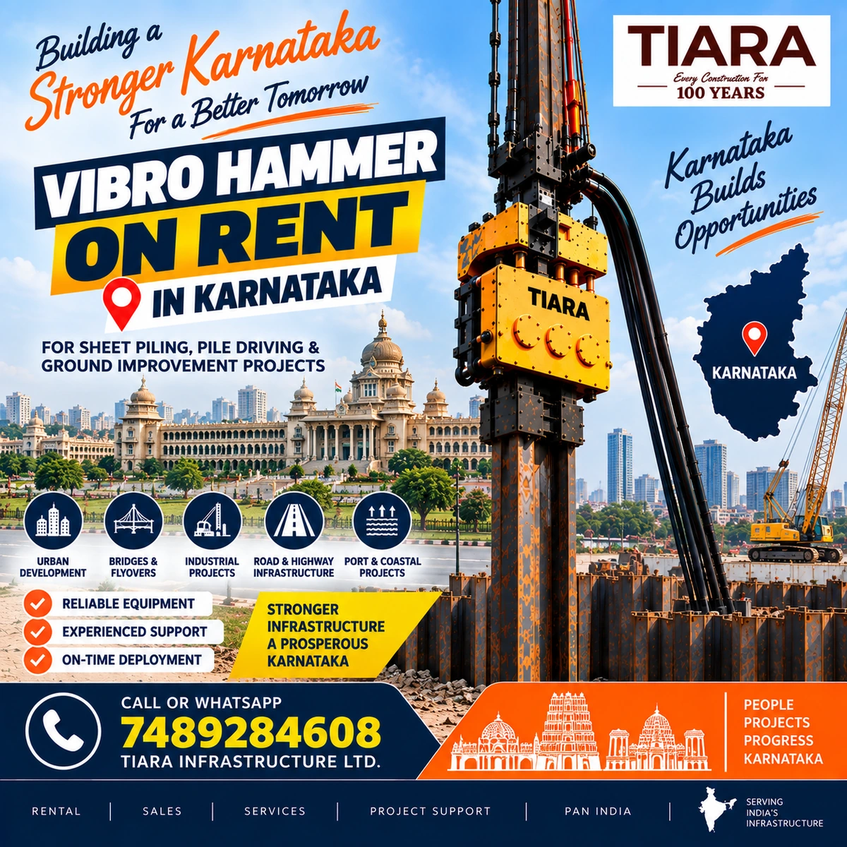 Vibro Hammer rental in Karnataka for urban, coastal and industrial sheet piling