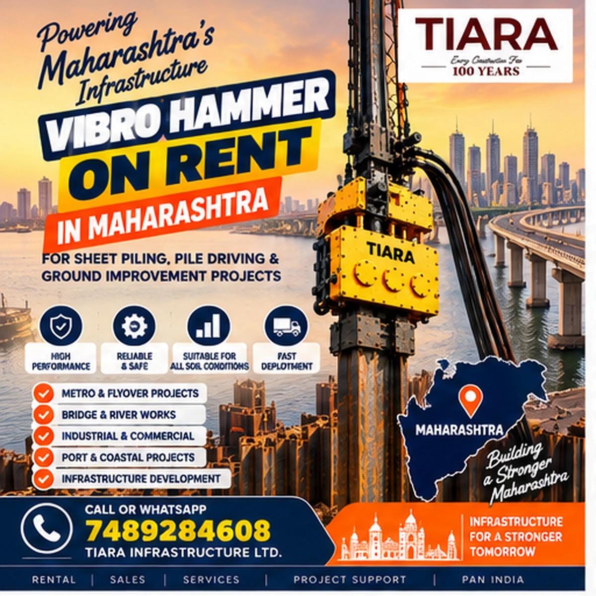 Vibro Hammer rental in Maharashtra for coastal, industrial and infrastructure sheet piling projects