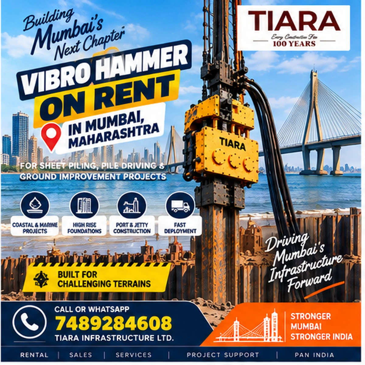 Vibro Hammer rental in Mumbai for marine and urban sheet piling projects