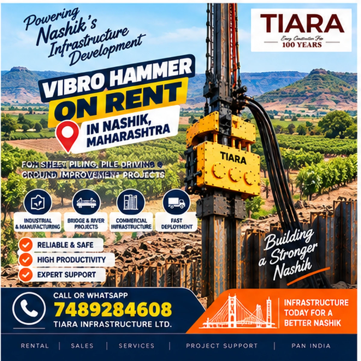 Vibro Hammer rental in Nashik for industrial and water infrastructure sheet piling