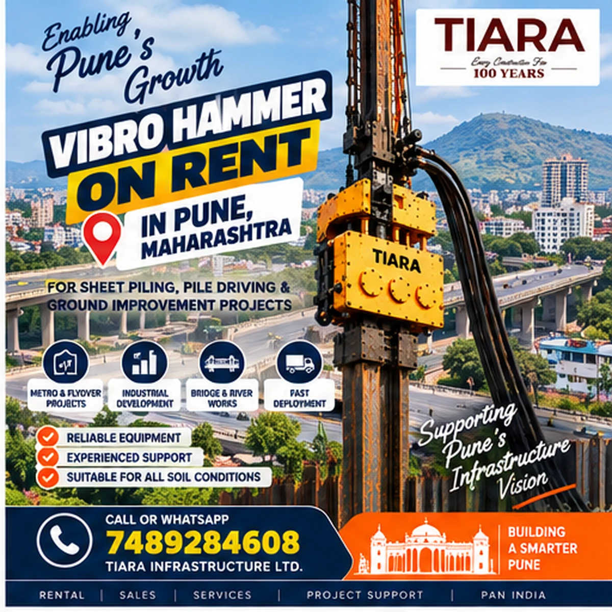 Vibro Hammer rental in Pune for industrial and infrastructure sheet piling projects