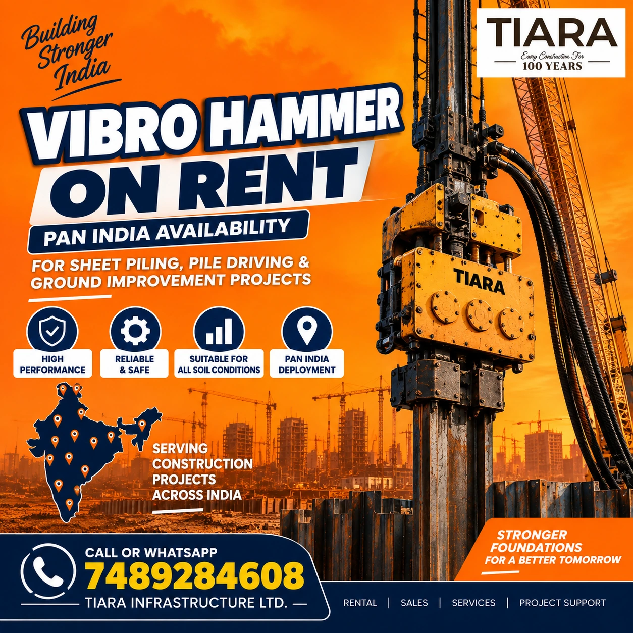 Vibro Hammer on rent in India from Tiara Infrastructure Ltd