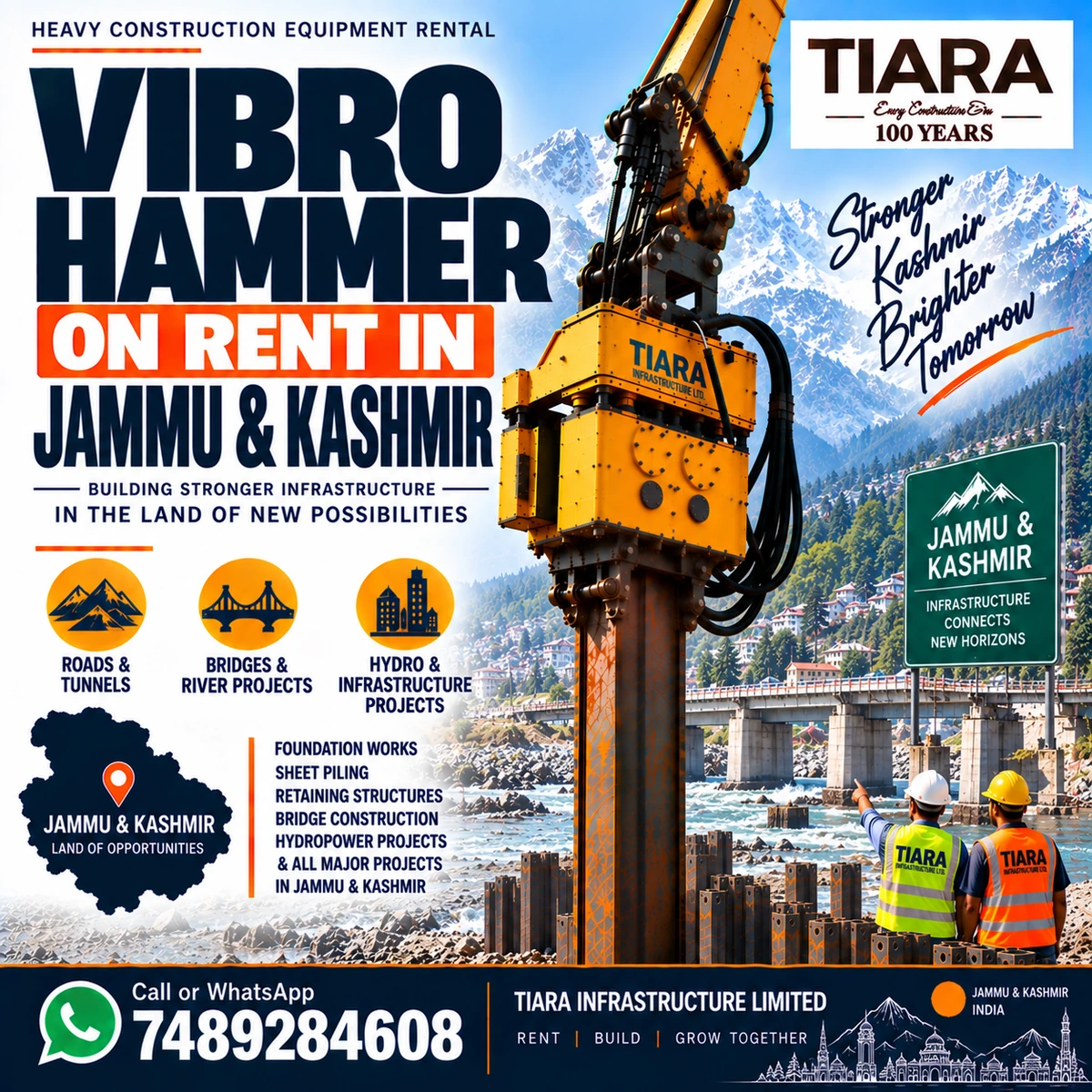 Vibro Hammer on rent in Jammu and Kashmir from Tiara Infrastructure Ltd