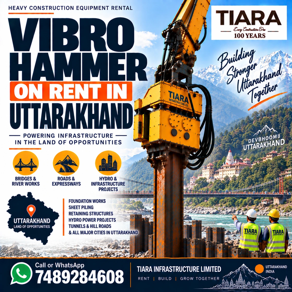 Vibro Hammer on rent in Uttarakhand from Tiara Infrastructure Ltd