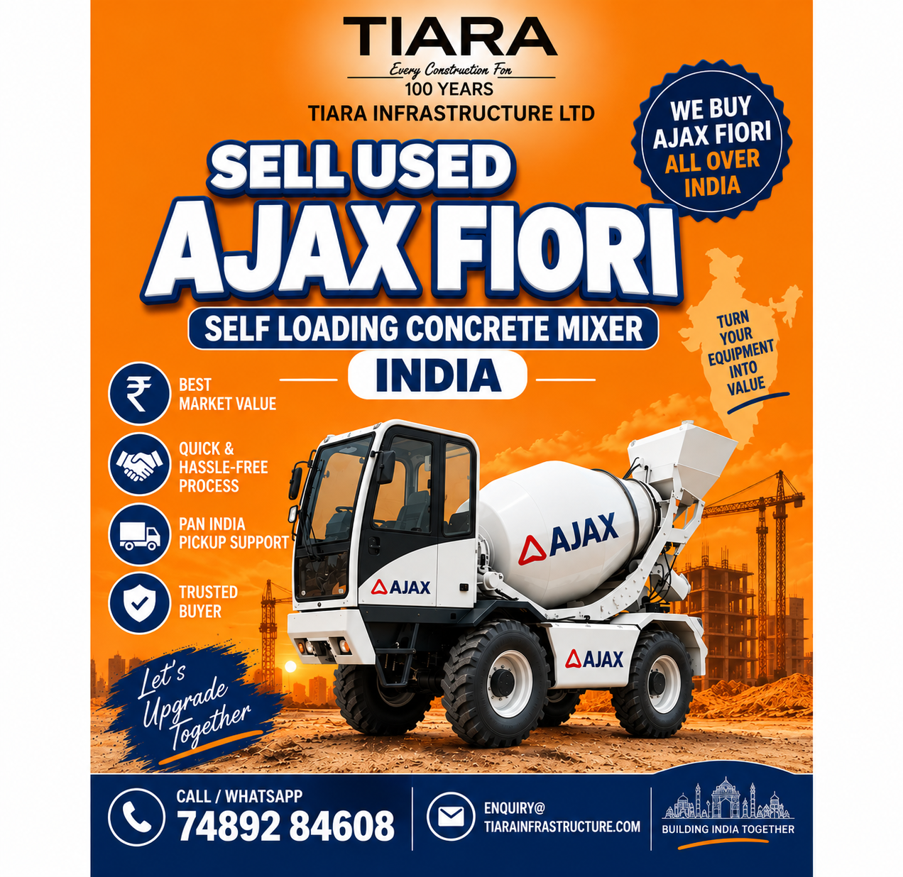 Used Ajax Fiori ARGO self loading concrete mixer for sale to Tiara Infrastructure