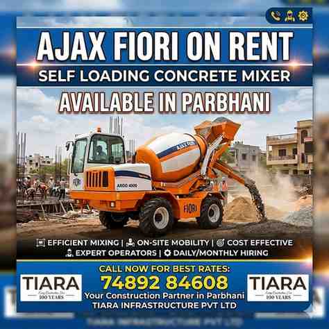 Ajax Fiori Self Loading Concrete Mixer on Rent in Parbhani| Call 74892 84608
