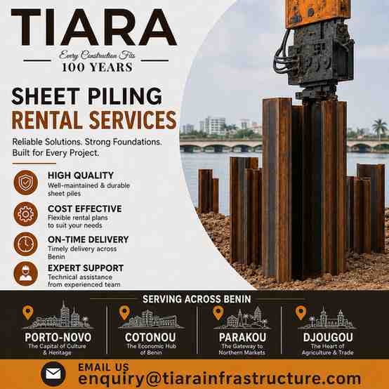 Sheet Piling Rental in Benin | Porto-Novo, Cotonou, Parakou & Djougou