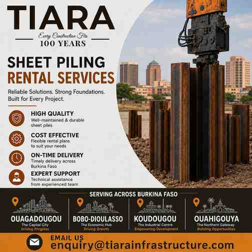 Sheet Piling Rental in Burkina Faso | Ouagadougou, Bobo-Dioulasso, Koudougou & Ouahigouya