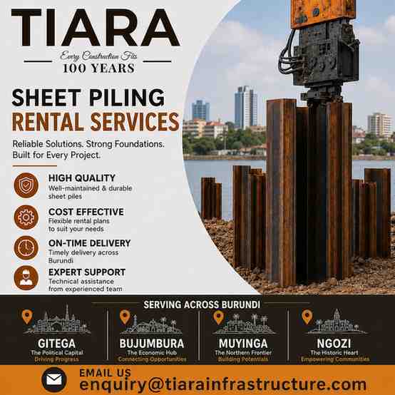 Sheet Piling Rental in Burundi | Gitega, Bujumbura, Muyinga & Ngozi